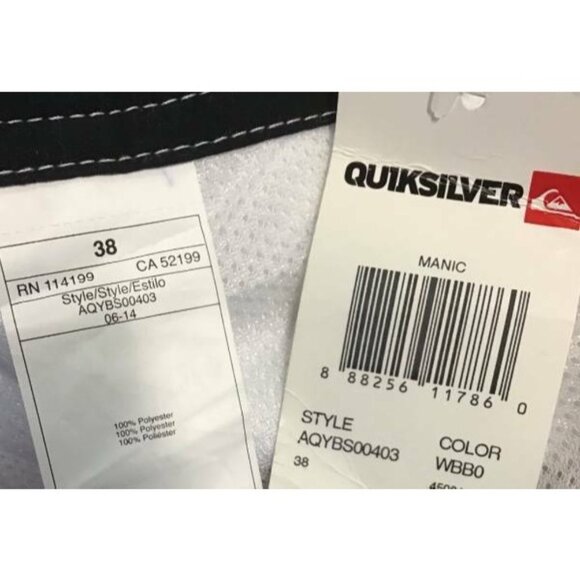 QuikSilver Swimwear 38 White Board Shorts High Rise Pockets Mens New 1273 - Picture 4 of 5